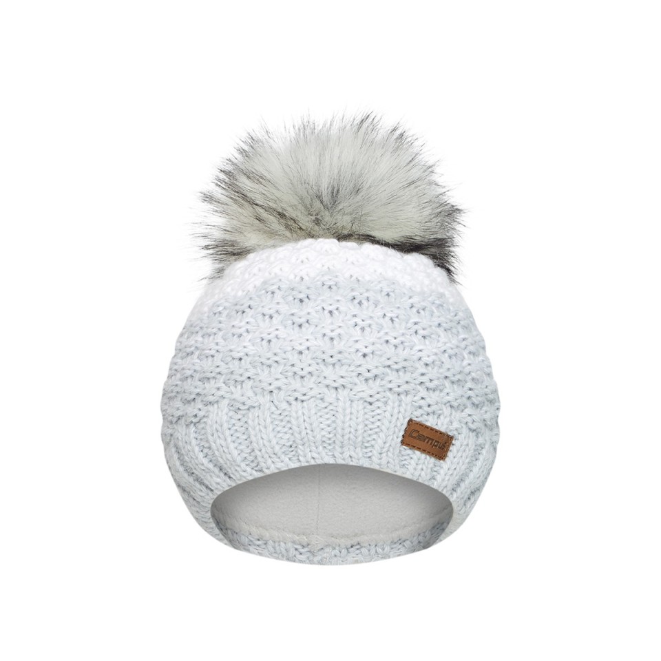 Czapka zimowa damska ocieplana z dzianiny z pomponem - TIEVA