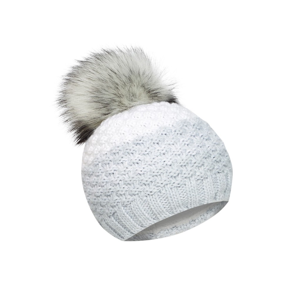 Czapka zimowa damska ocieplana z dzianiny z pomponem - TIEVA